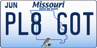 MO license plate PL8G0T