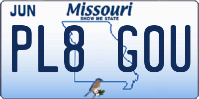 MO license plate PL8G0U