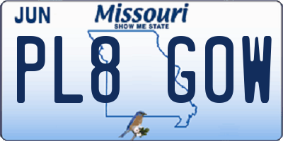 MO license plate PL8G0W