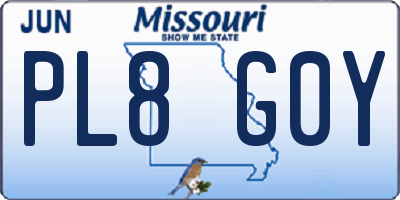 MO license plate PL8G0Y