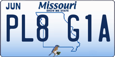 MO license plate PL8G1A