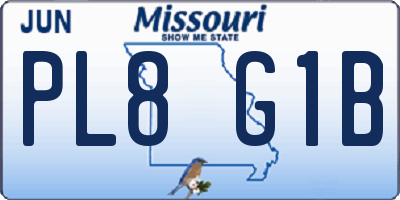 MO license plate PL8G1B