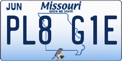 MO license plate PL8G1E