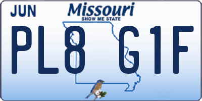 MO license plate PL8G1F