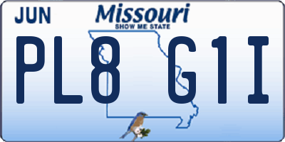MO license plate PL8G1I