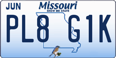 MO license plate PL8G1K