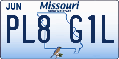 MO license plate PL8G1L