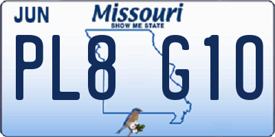 MO license plate PL8G1O