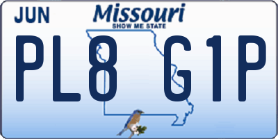 MO license plate PL8G1P
