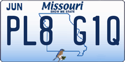 MO license plate PL8G1Q