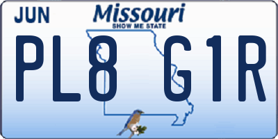MO license plate PL8G1R