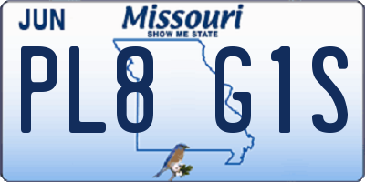 MO license plate PL8G1S