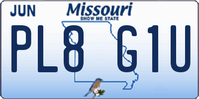 MO license plate PL8G1U