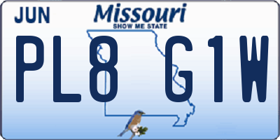 MO license plate PL8G1W