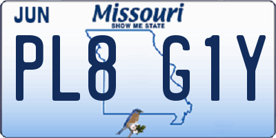 MO license plate PL8G1Y