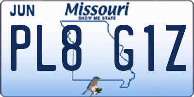 MO license plate PL8G1Z
