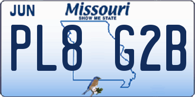 MO license plate PL8G2B