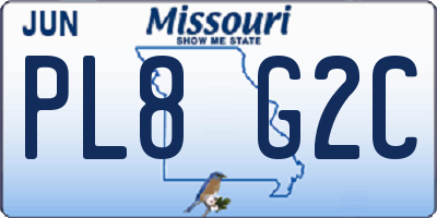 MO license plate PL8G2C