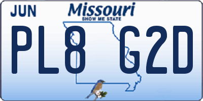 MO license plate PL8G2D