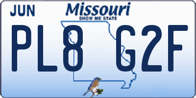 MO license plate PL8G2F