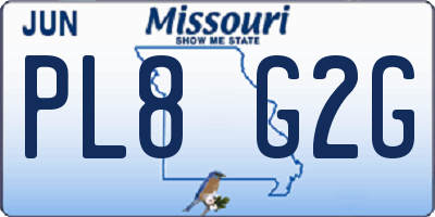 MO license plate PL8G2G