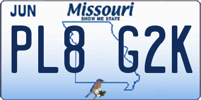 MO license plate PL8G2K