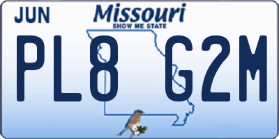 MO license plate PL8G2M