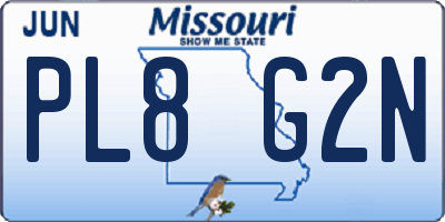 MO license plate PL8G2N