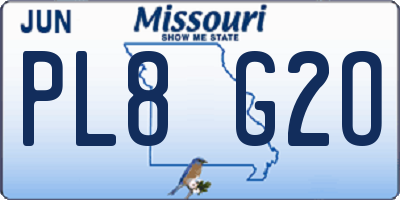MO license plate PL8G2O