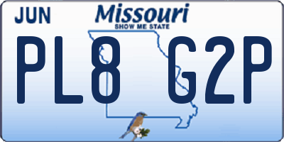 MO license plate PL8G2P