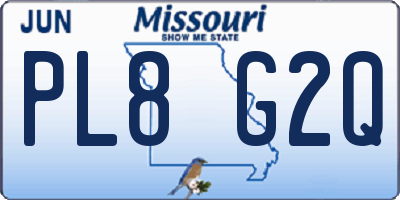 MO license plate PL8G2Q