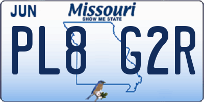 MO license plate PL8G2R