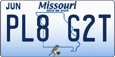 MO license plate PL8G2T