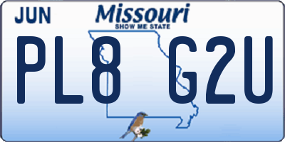 MO license plate PL8G2U