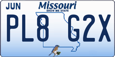 MO license plate PL8G2X