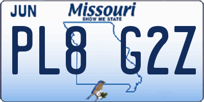 MO license plate PL8G2Z