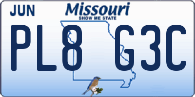 MO license plate PL8G3C