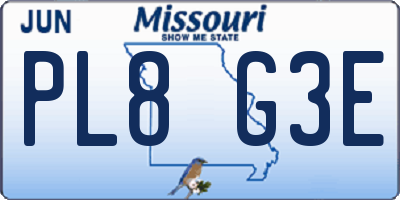 MO license plate PL8G3E