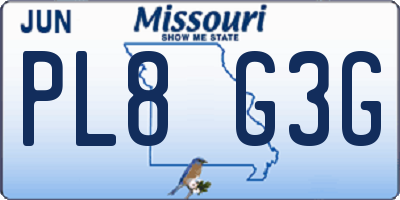 MO license plate PL8G3G