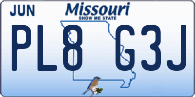 MO license plate PL8G3J