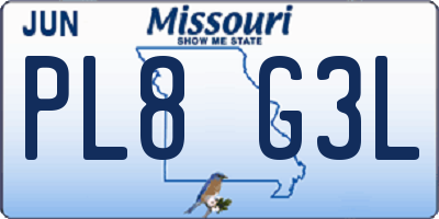 MO license plate PL8G3L