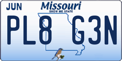 MO license plate PL8G3N