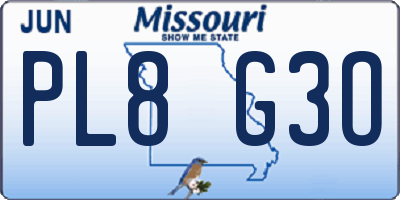 MO license plate PL8G3O