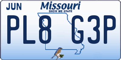 MO license plate PL8G3P