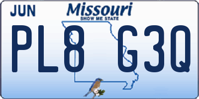MO license plate PL8G3Q