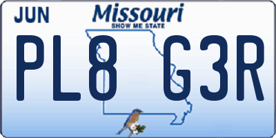 MO license plate PL8G3R