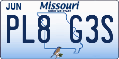 MO license plate PL8G3S