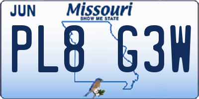 MO license plate PL8G3W