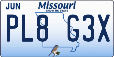 MO license plate PL8G3X