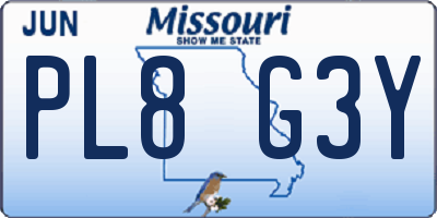MO license plate PL8G3Y